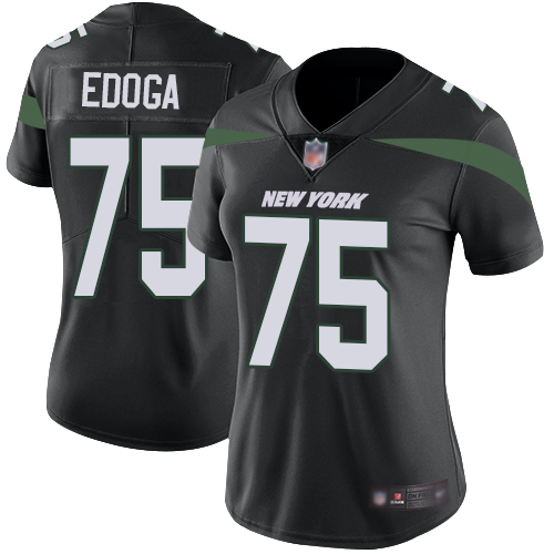 New York Jets Limited Black Women Chuma Edoga Alternate Jersey NFL Football #75 New York Jets->women nfl jersey->Women Jersey